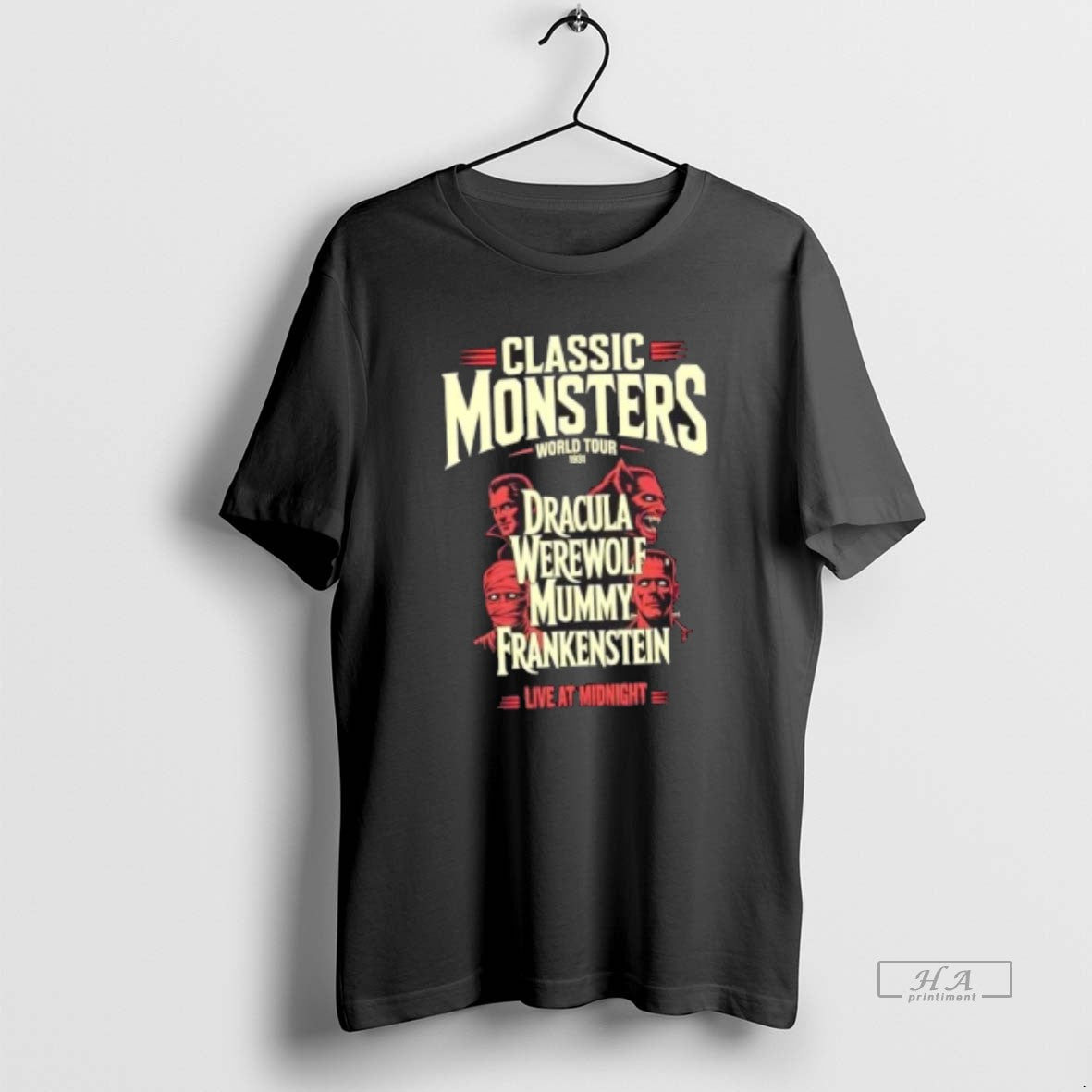 Trendy Classic Monsters World Tour 1931 Dracula Werewolf Mummy Frankenstein Unisex , , , Long Sleeve Tee