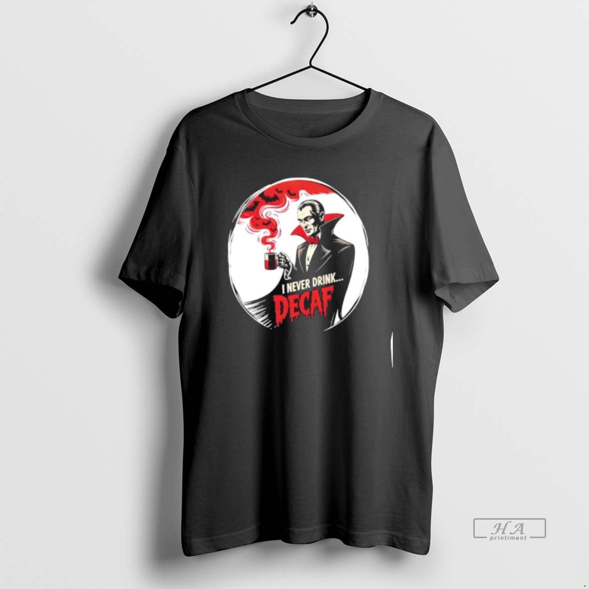 Trendy Dracula I Never Drink Decaf Halloween Unisex , , , Long Sleeve Tee