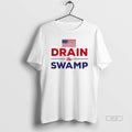 Trendy Drain The Swamp Obamacare Us Flag Mens White Tee Unisex , , , Long Sleeve Tee