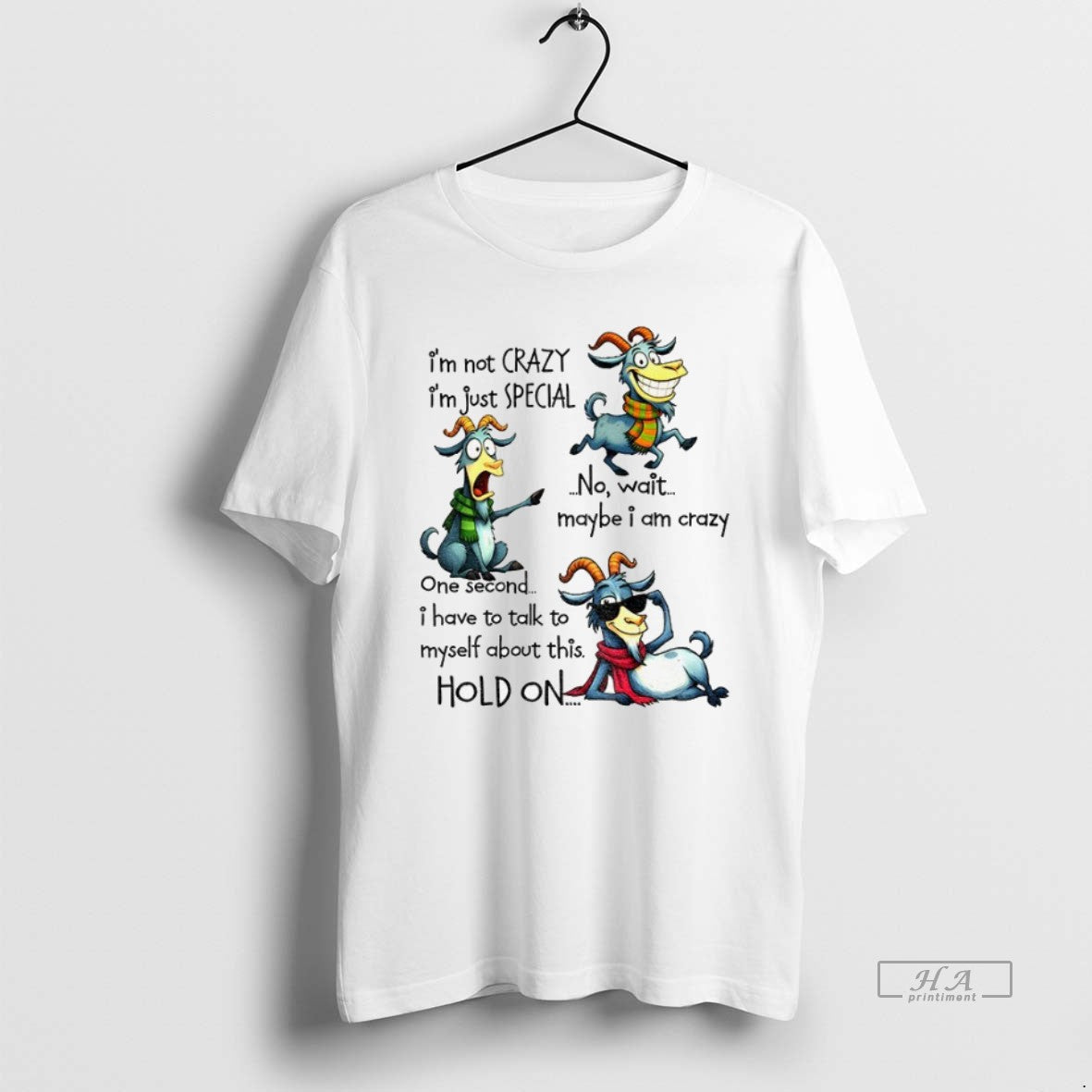 Trendy Funny Goat Im Not Crazy Im Just Special No Wait Maybe I Am Crazy Unisex , , , Long Sleeve Tee