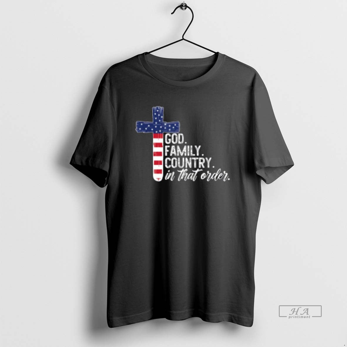 Trendy God Family Country In That Order America Flag Faith Cross Unisex , , , Long Sleeve Tee