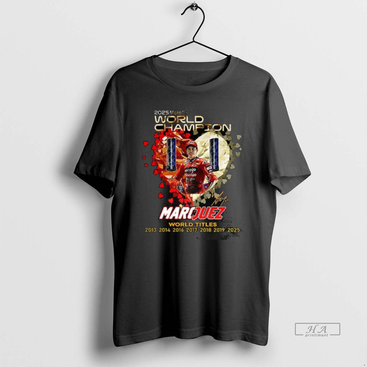 Trendy Marc Marquez Ducati Lenovo Team Motogp 2025 World Champhions Signature Heart Unisex , , , Long Sleeve Tee
