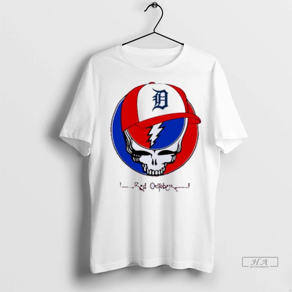 Trendy Officials Detroit Tigers Grateful Dead Red October Mlb Wild Card Shirt Sweater