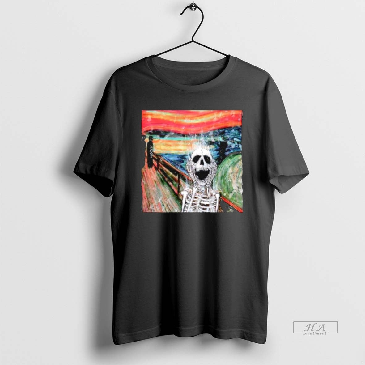 Trendy Skeleton The Scream Edvard Munchs Famous Unisex , , , Long Sleeve Tee