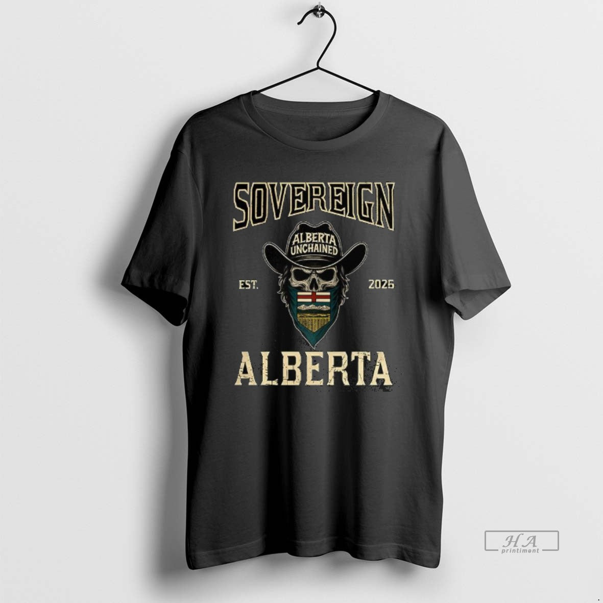 Trendy Sovereign Alberta Unchained Est 2026 Skull Unisex , , , Long Sleeve Tee