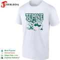 Tulane Green Wave football player running with ball helmet action shirt