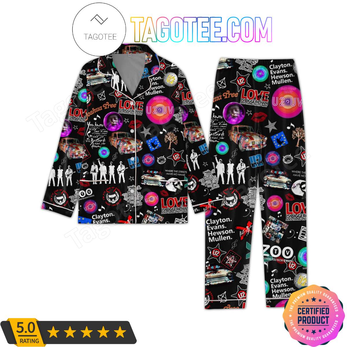 U2 Uv Achtung Baby Sleepwear Pajama Set