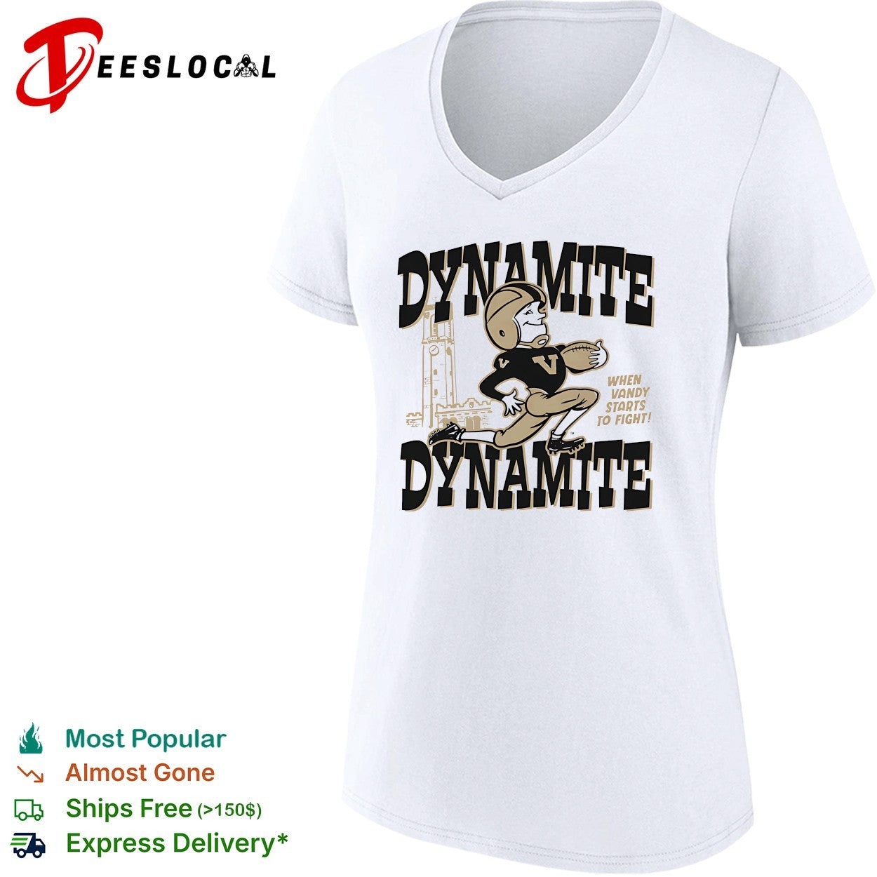 Vanderbilt Commodores dynamite mascot running with football fight song shirt