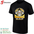 Viking skull with horned helmet and crossed axes will kill you quote metal shirt