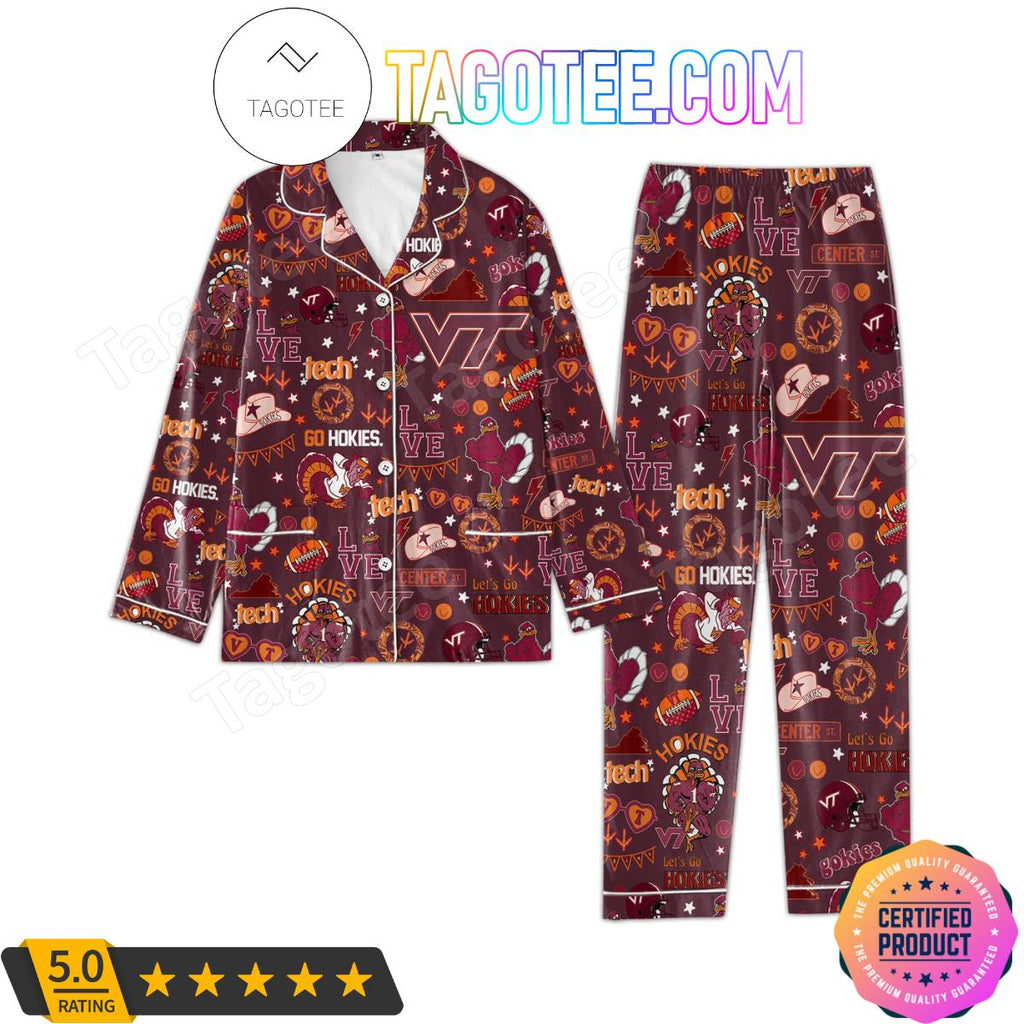 Virginia Tech Hokies Pattern Pajama Sets Sleepwear