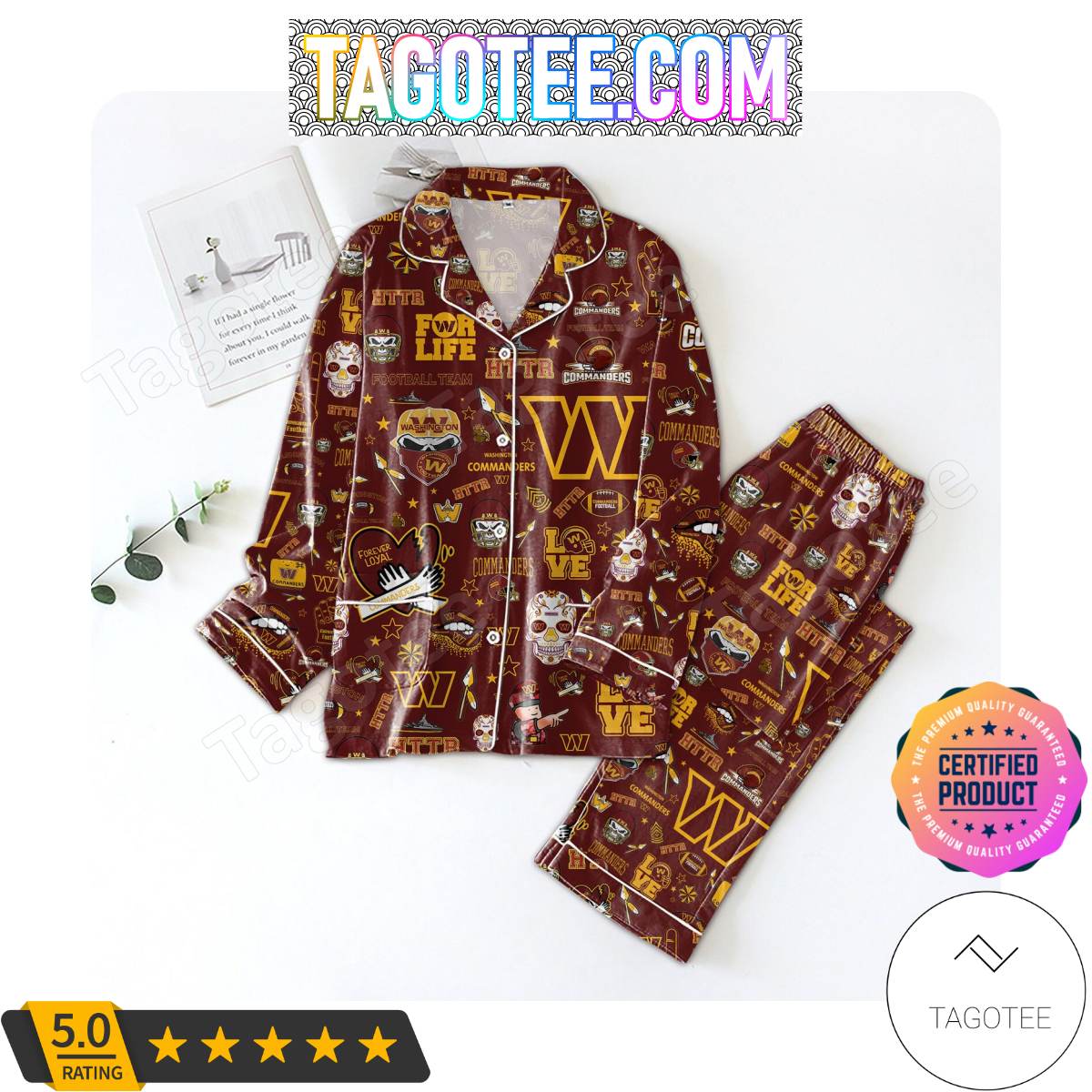 Washington Commanders Football Pattern Women’s Pajamas Set