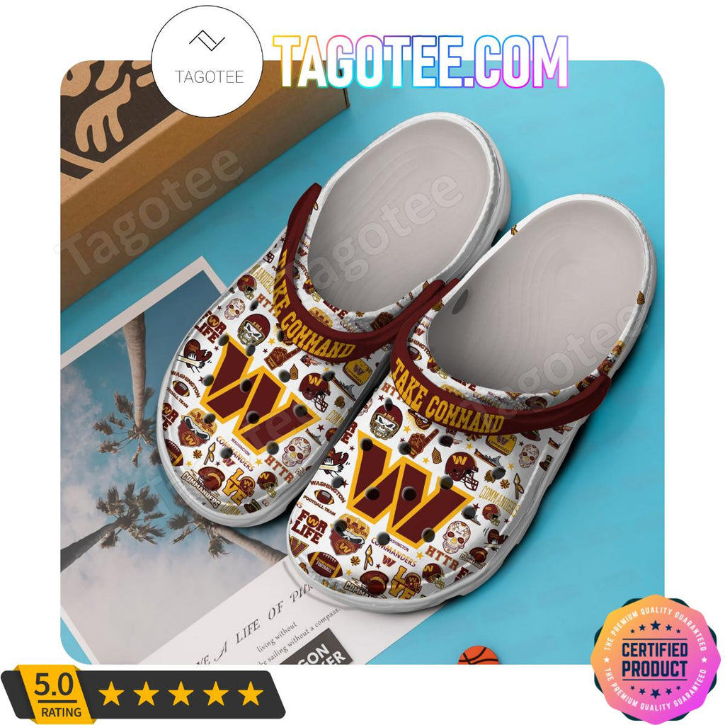 Washington Commanders Take Command Football Crocs Clogs