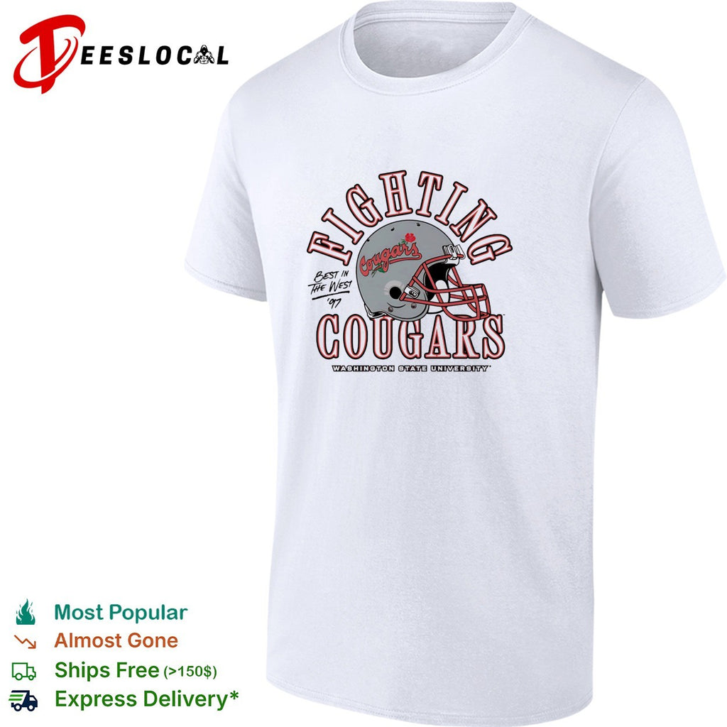 Washington State Cougars fighting cougars helmet best in the west 1997 shirt