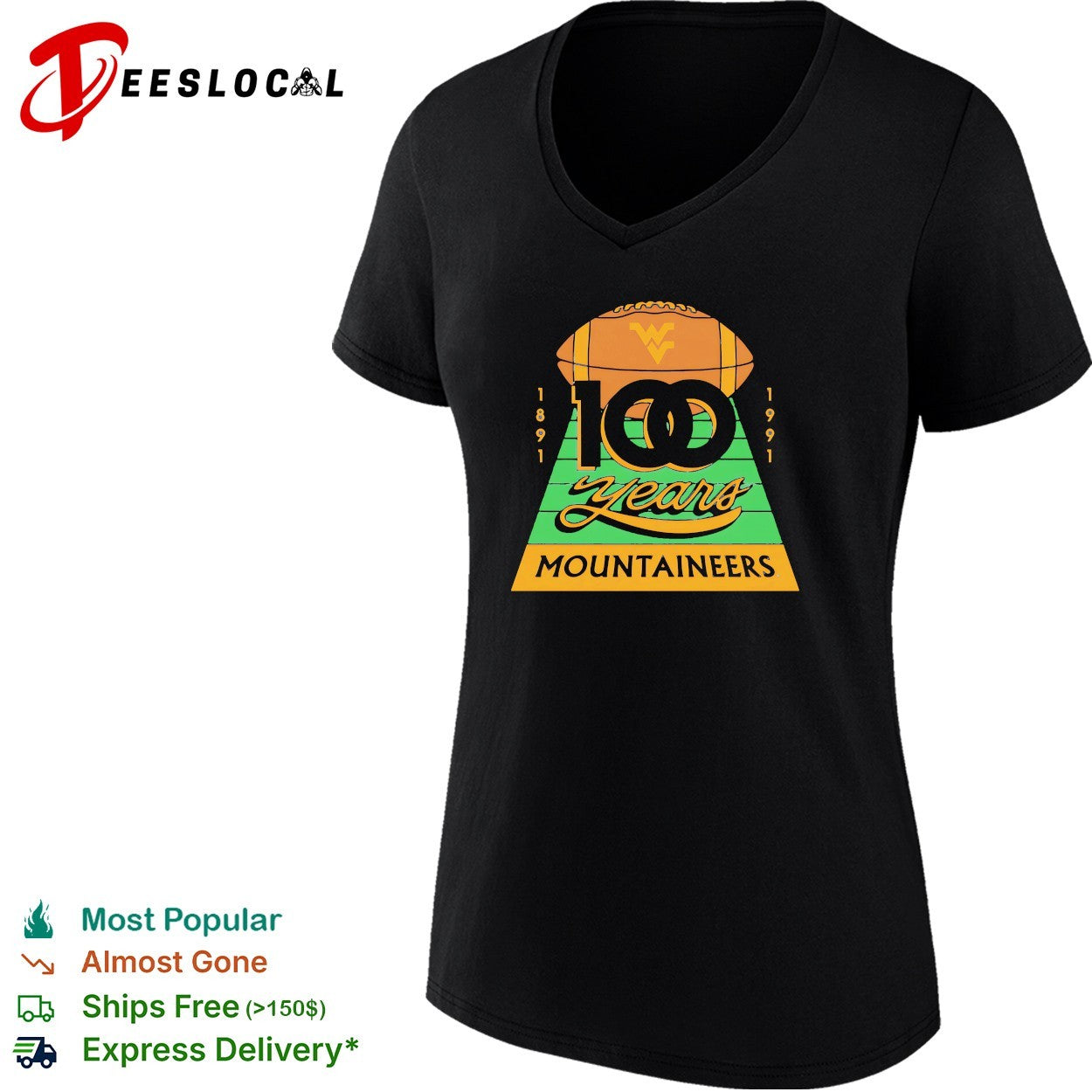 West Virginia Mountaineers 100 years 1891 1991 football anniversary shirt
