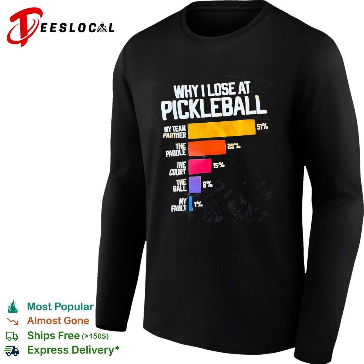Why I Lose at Pickleball Chart shirt