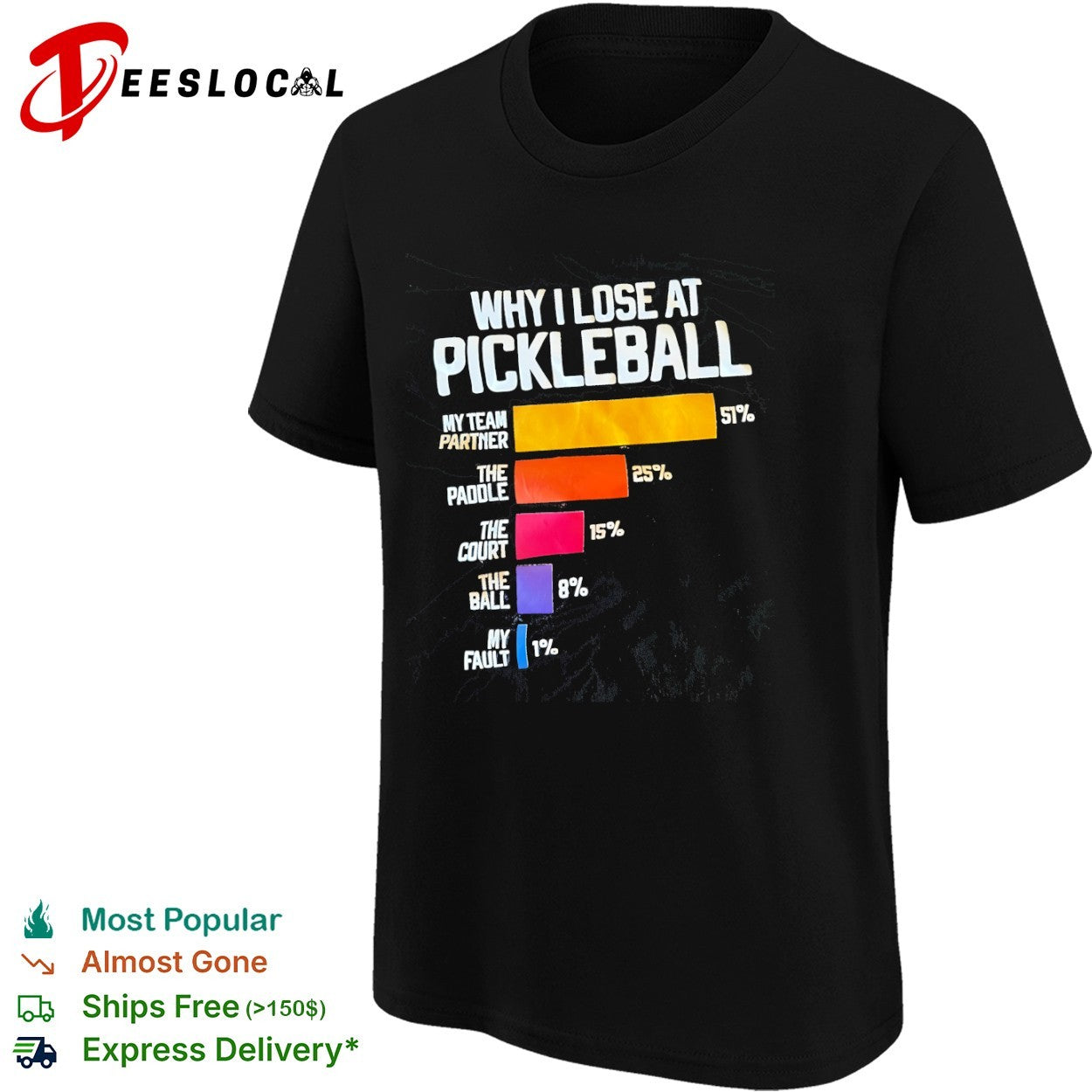 Why I Lose at Pickleball Chart shirt