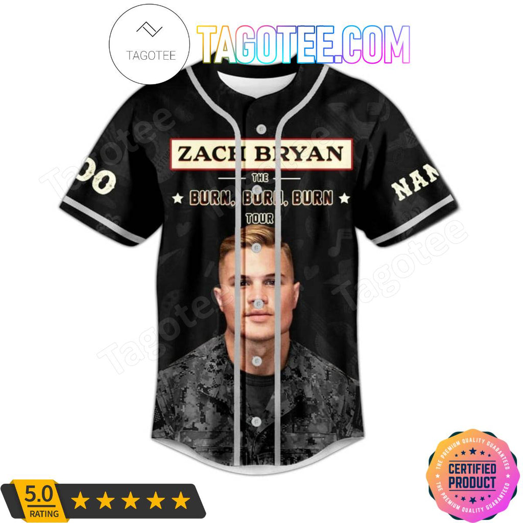 Zach Bryan The Burn Burn Burn Tour Personalized Baseball Jersey