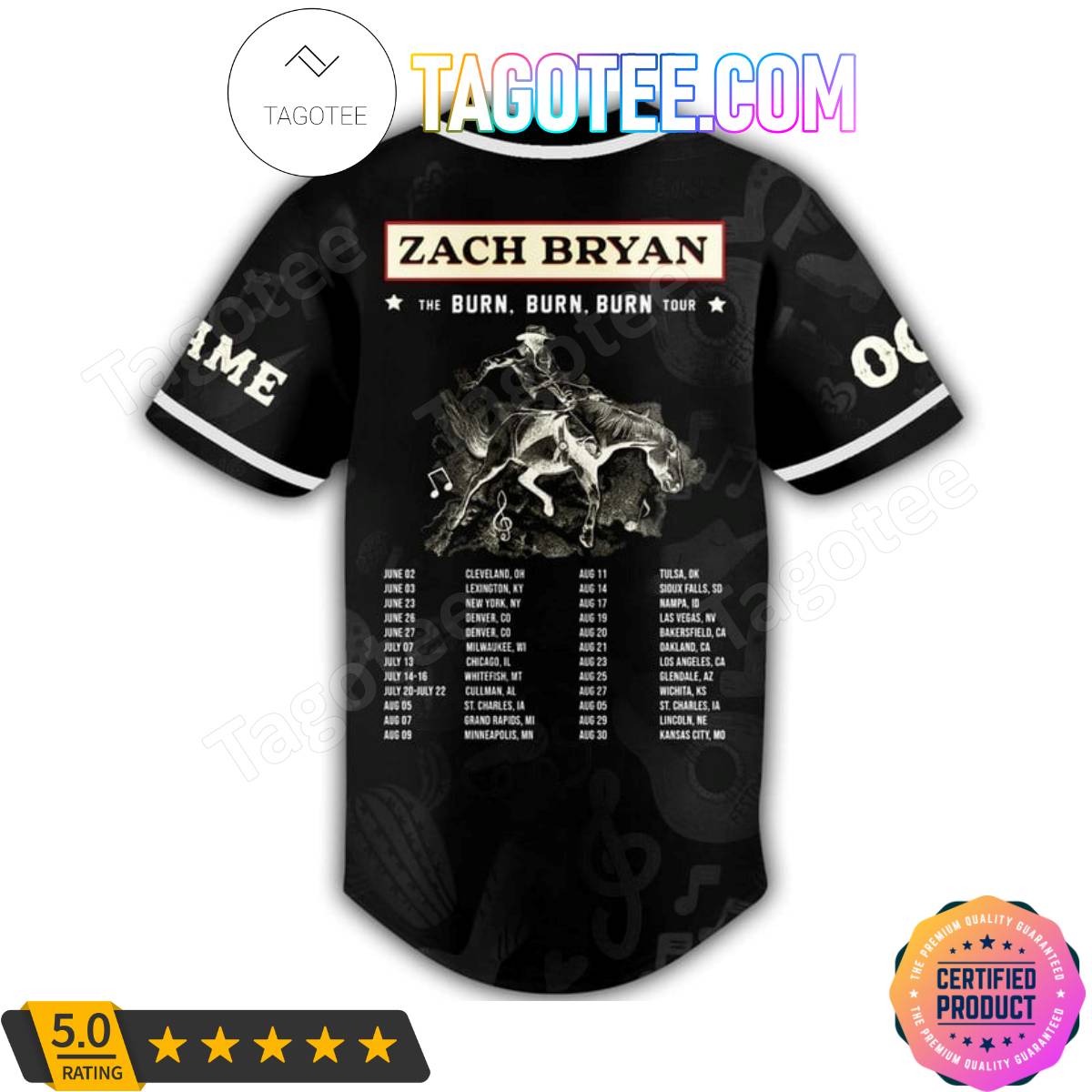 Zach Bryan The Burn Burn Burn Tour Personalized Baseball Jersey