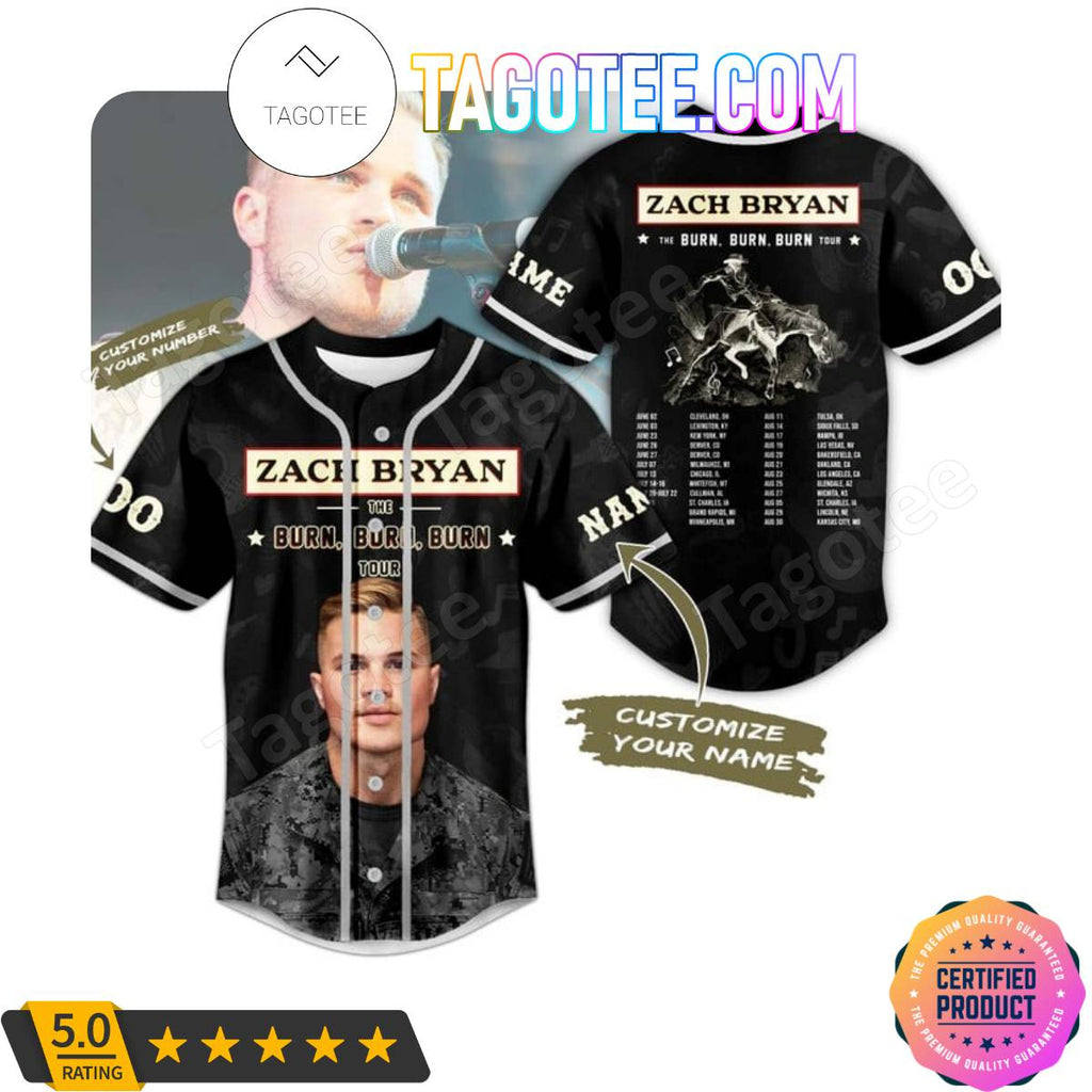 Zach Bryan The Burn Burn Burn Tour Personalized Baseball Jersey