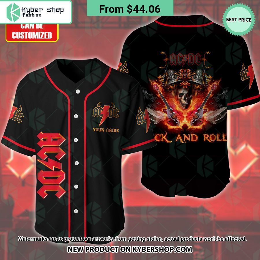 ACDC Band Rock and Roll CUSTOM Baseball Jersey