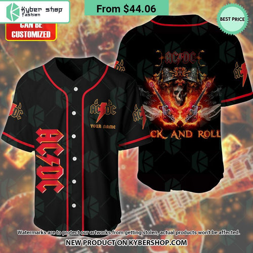 ACDC Band Rock and Roll CUSTOM Baseball Jersey