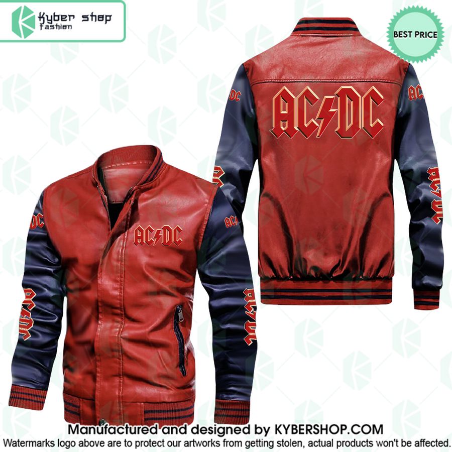 ACDC Rock band Leather Bomber Jacket