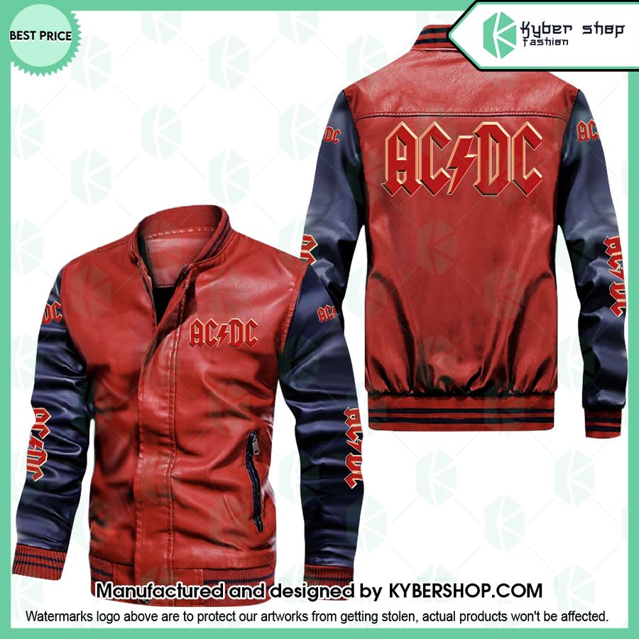 ACDC Rock band Leather Bomber Jacket