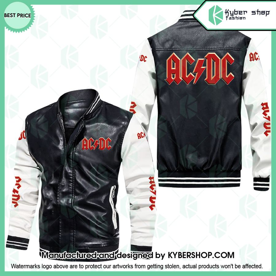 ACDC Rock band Leather Bomber Jacket