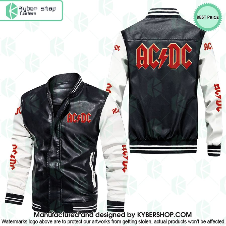 ACDC Rock band Leather Bomber Jacket