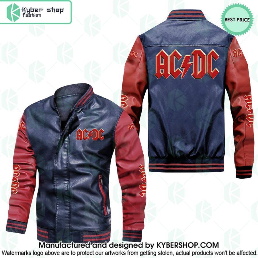 ACDC Rock band Leather Bomber Jacket