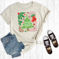 Boho Retro Merry Christmas Tree Graphic Tee