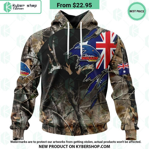 AFL Adelaide Crows Camo Realtree Hunting Hoodie