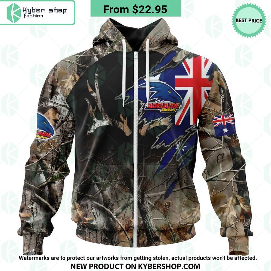 AFL Adelaide Crows Camo Realtree Hunting Hoodie