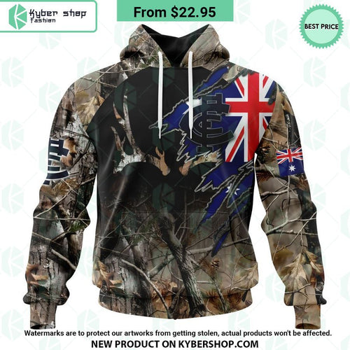 AFL Carlton Football Club Camo Realtree Hunting Hoodie