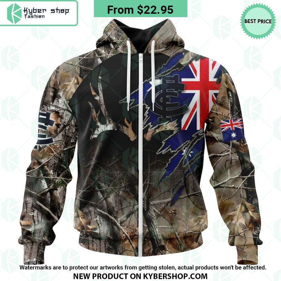 AFL Carlton Football Club Camo Realtree Hunting Hoodie