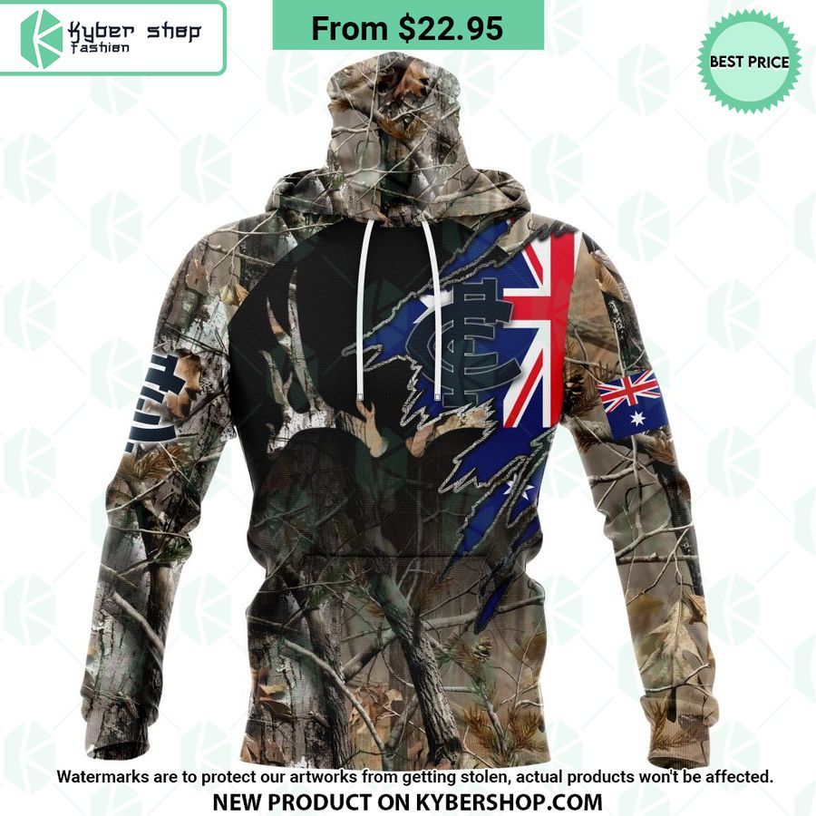 AFL Carlton Football Club Camo Realtree Hunting Hoodie