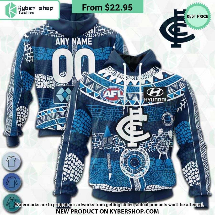 AFL Carlton Football Club Indigenous Design Hoodie