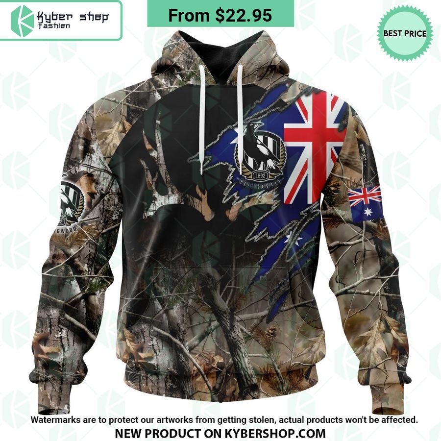 AFL Collingwood Football Club Camo Realtree Hunting Hoodie