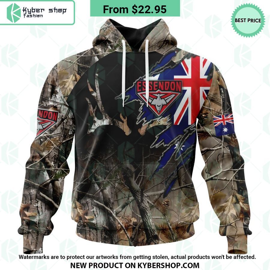 AFL Essendon Football Club Camo Realtree Hunting Hoodie