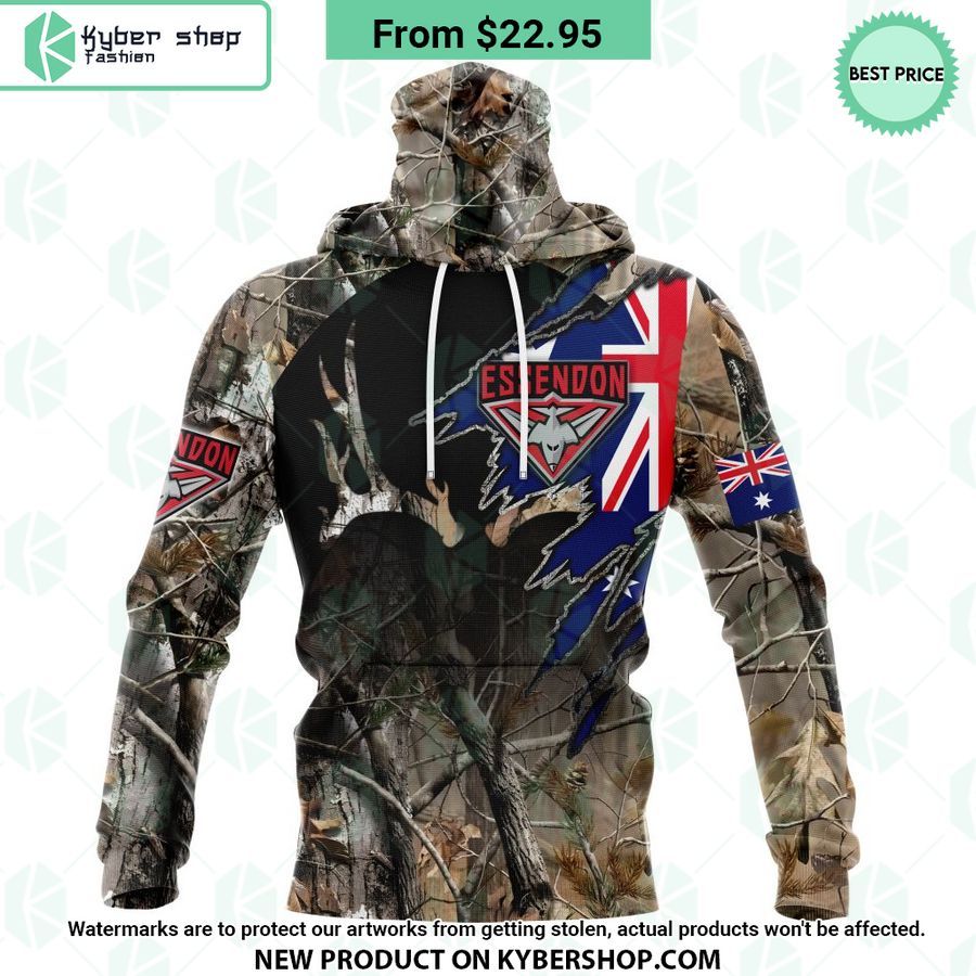 AFL Essendon Football Club Camo Realtree Hunting Hoodie