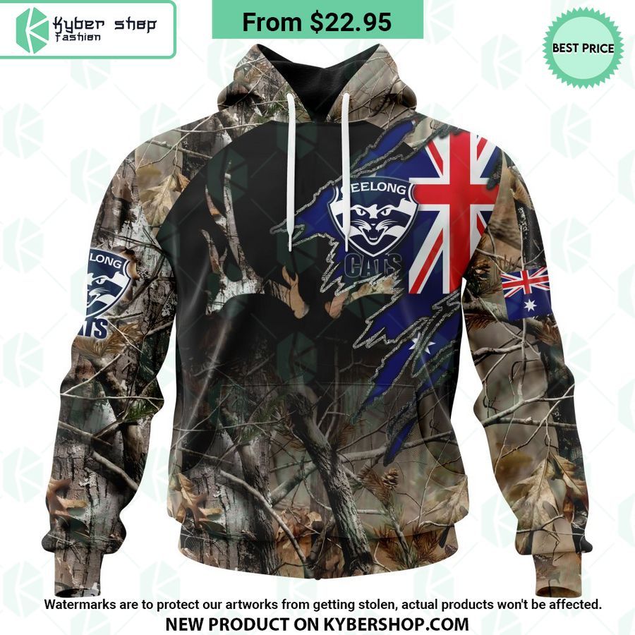 AFL Geelong Cats Camo Realtree Hunting Hoodie
