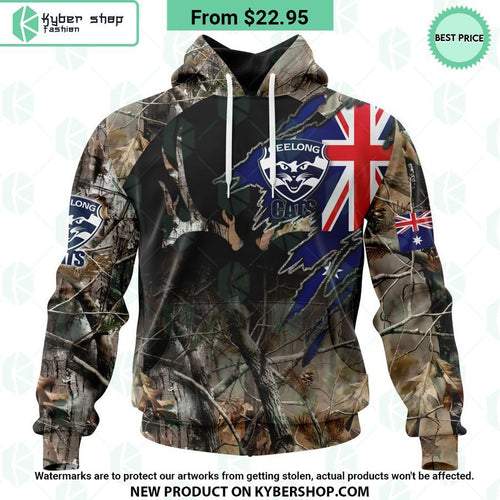 AFL Geelong Cats Camo Realtree Hunting Hoodie