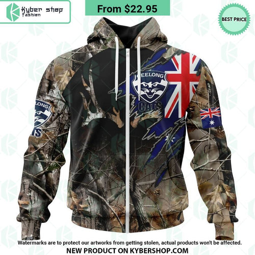 AFL Geelong Cats Camo Realtree Hunting Hoodie