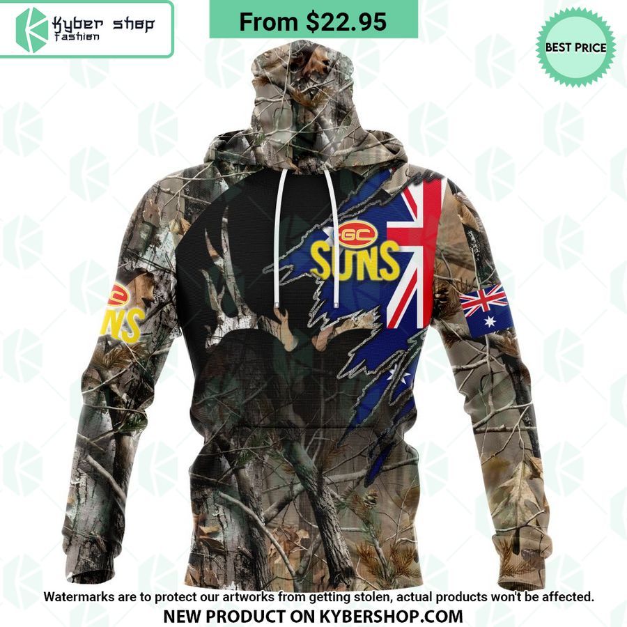AFL Gold Coast Suns Camo Realtree Hunting Hoodie
