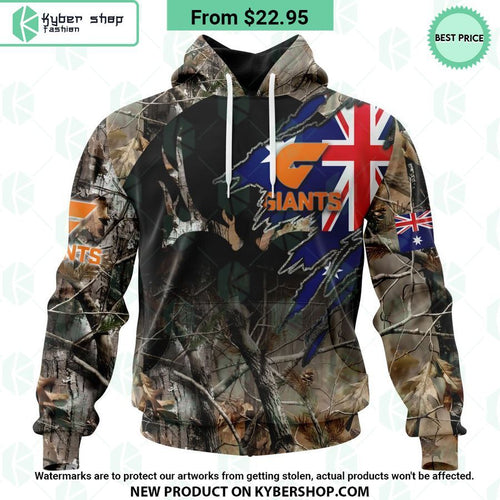 AFL Greater Western Sydney Giants Camo Realtree Hunting Hoodie