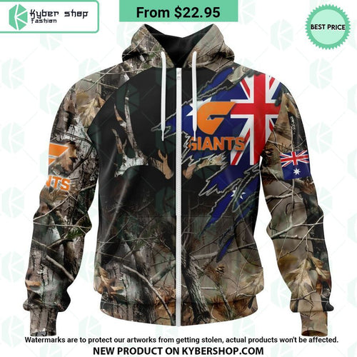 AFL Greater Western Sydney Giants Camo Realtree Hunting Hoodie