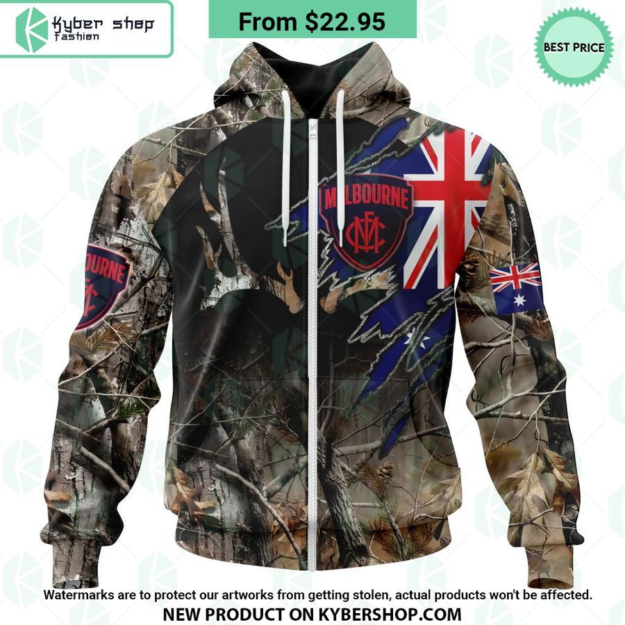 AFL Melbourne Football Club Camo Realtree Hunting Hoodie