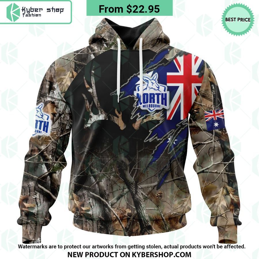 AFL North Melbourne Football Club Camo Realtree Hunting Hoodie