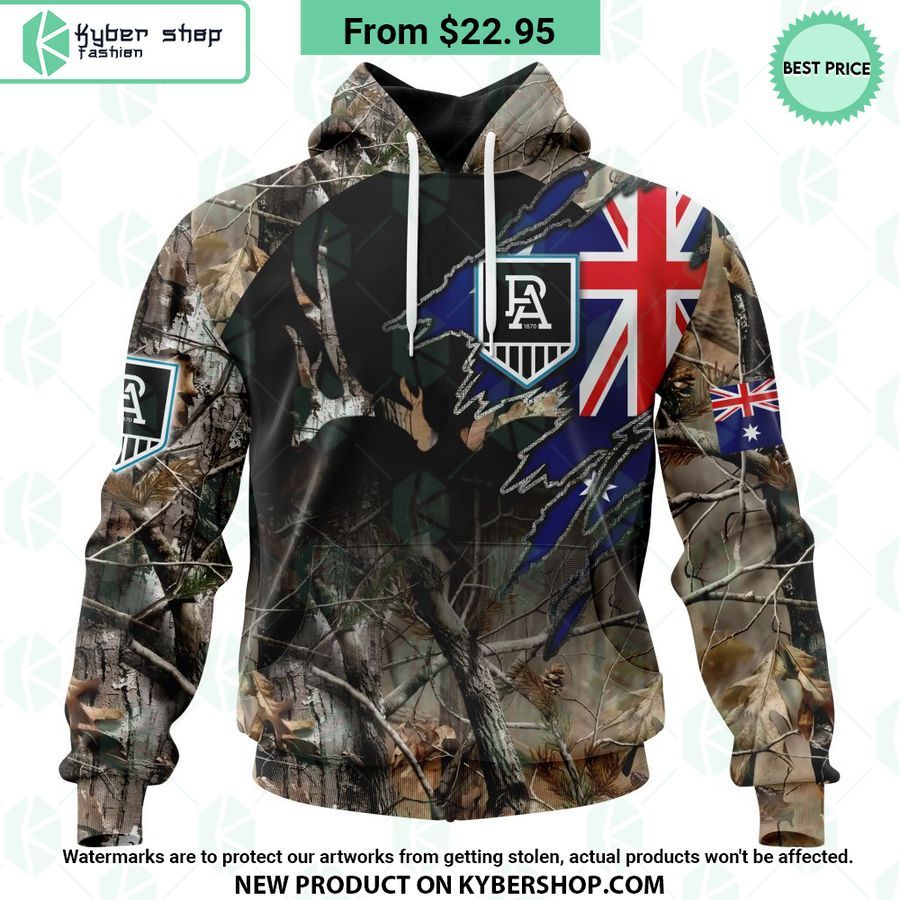 AFL Port Adelaide Football Club Camo Realtree Hunting Hoodie