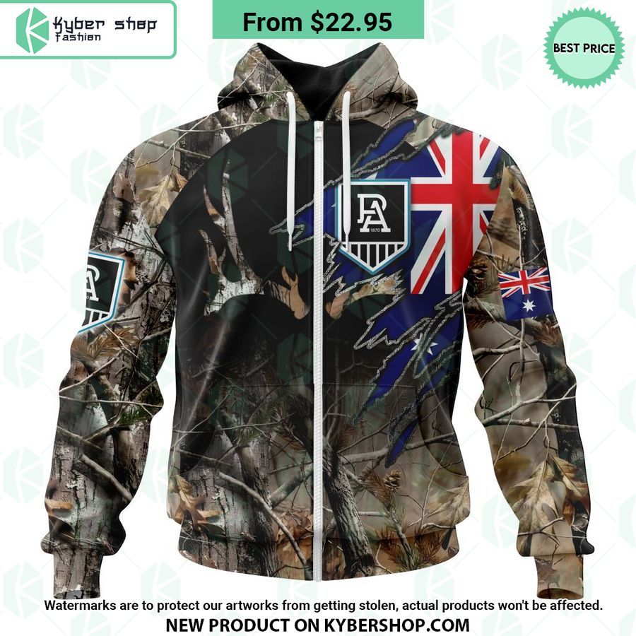 AFL Port Adelaide Football Club Camo Realtree Hunting Hoodie